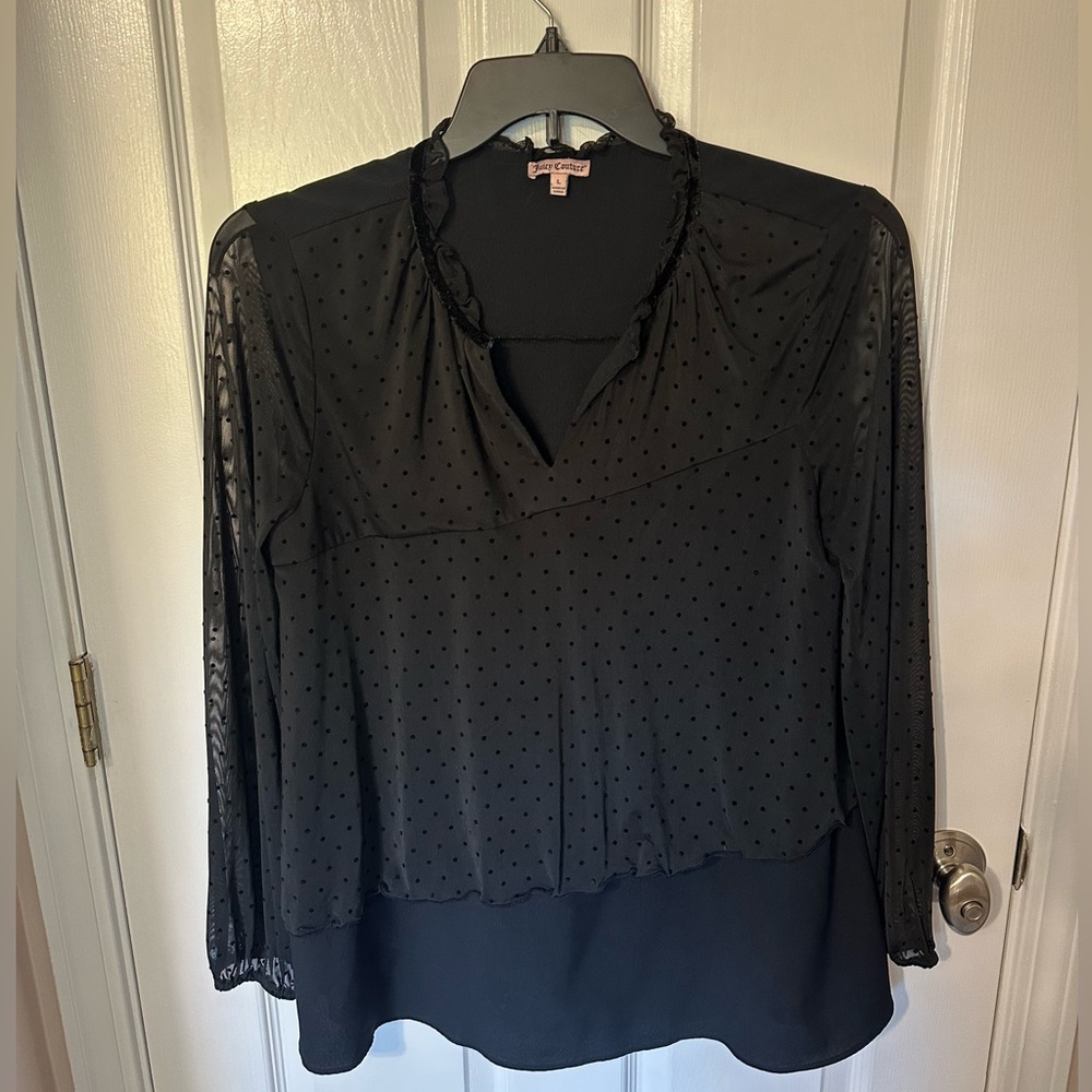 Juicy Couture Babydoll Top L Sheer Whimsigoth Y2K Fairy Grunge Coquette Dollette